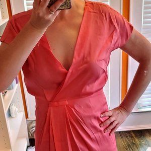 Diane Von Furstenberg Pink Silk Wrap Dress | Cap Sleeve, Knee-length